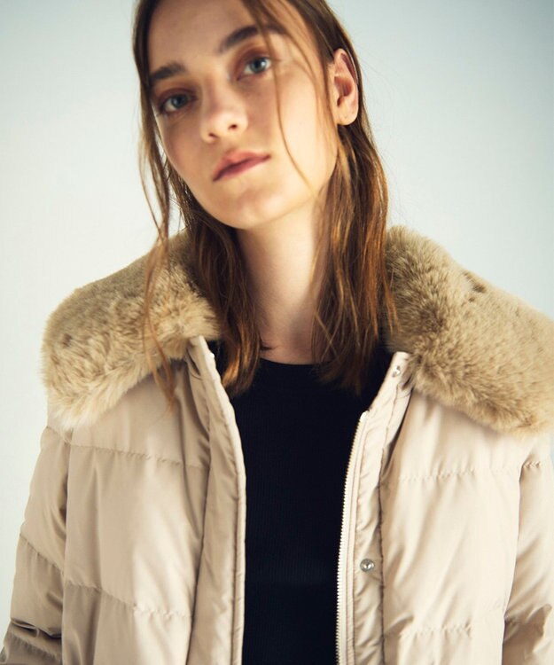 GRACE CONTINENTAL ファーパーツ付ロングダウン ベージュ