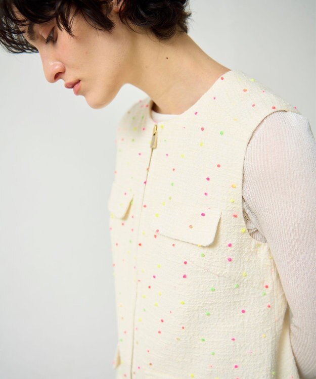 GRACE CONTINENTAL ネオンドットジャガードワンピース キナリ