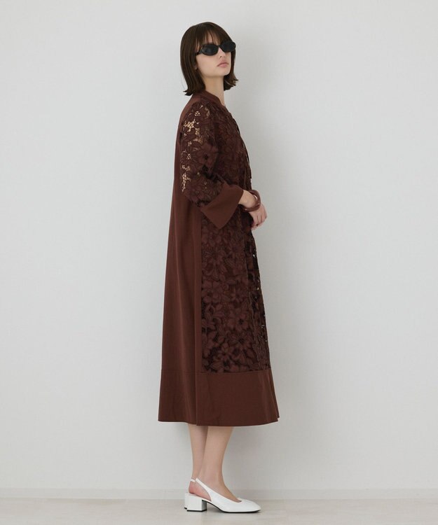 GRACE CONTINENTAL カットワークAラインワンピース ブラウン