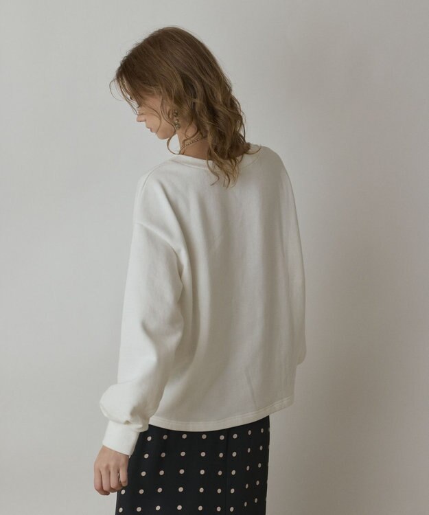 GRACE CONTINENTAL Catphoto裏毛トップ ホワイト