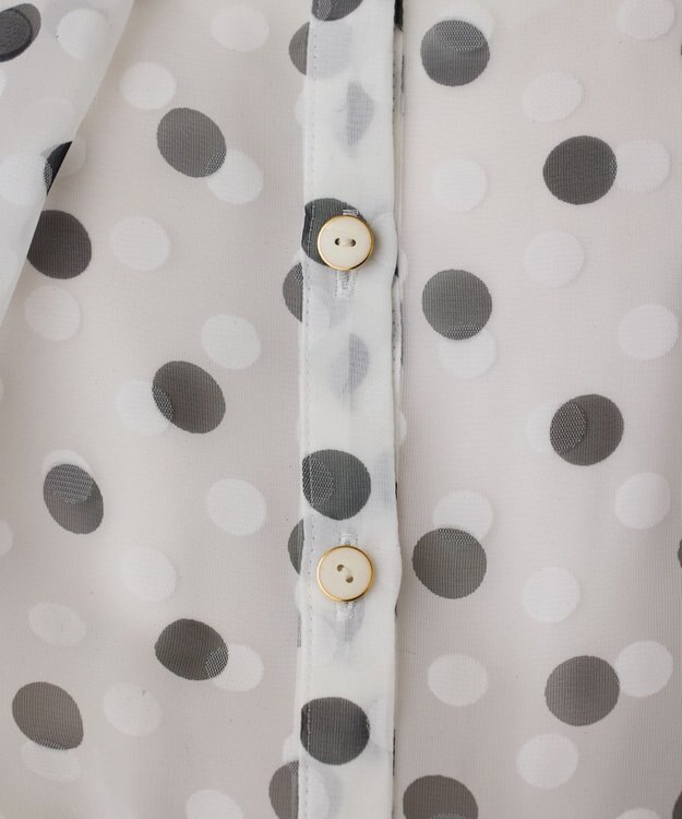 GRACE CONTINENTAL ドットオパールボウタイノースリーブ ホワイト