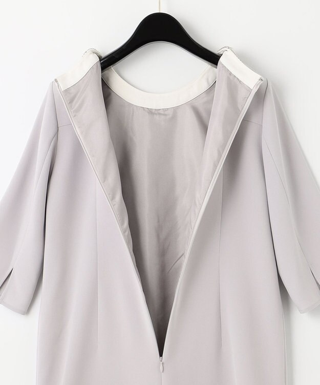 GRACE CONTINENTAL バイカラービジューワンピース グレー