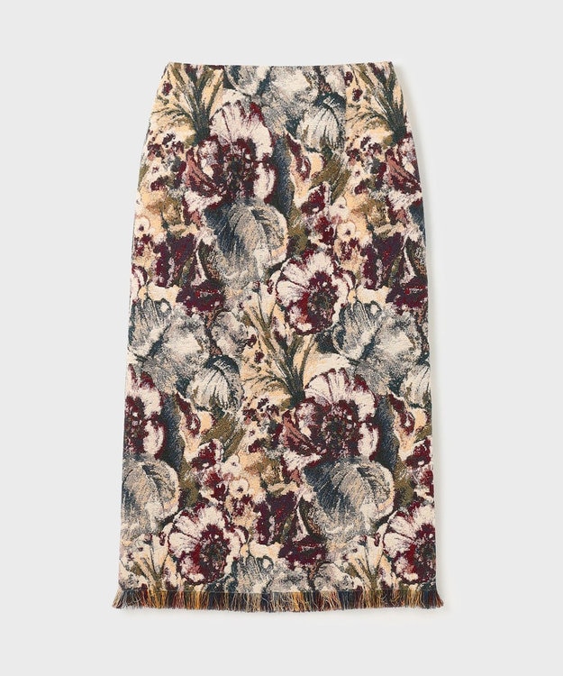 GRACE CONTINENTAL ゴブランジャガードタイトスカート ベージュ