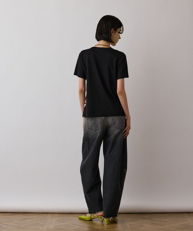 GRACE CONTINENTAL スカーフプリントコンビトップ ブラック