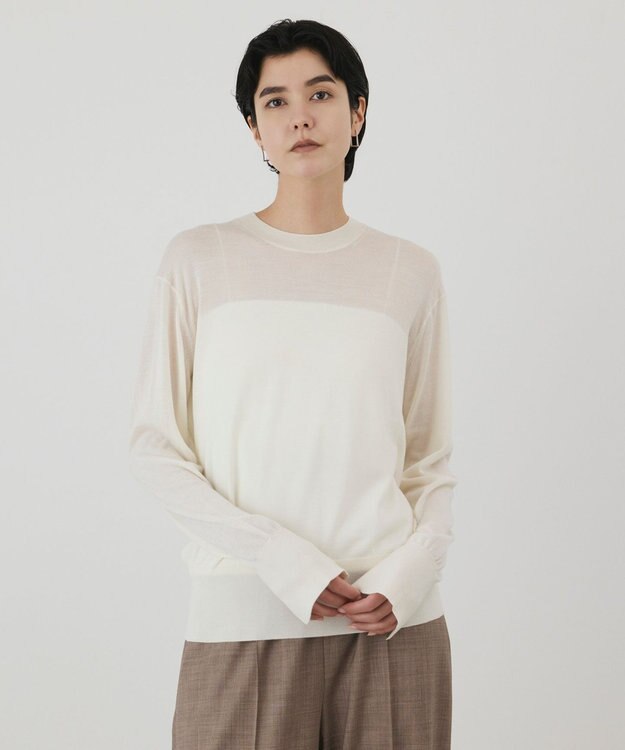 GRACE CONTINENTAL ウールシルククルーニットトップス キナリ