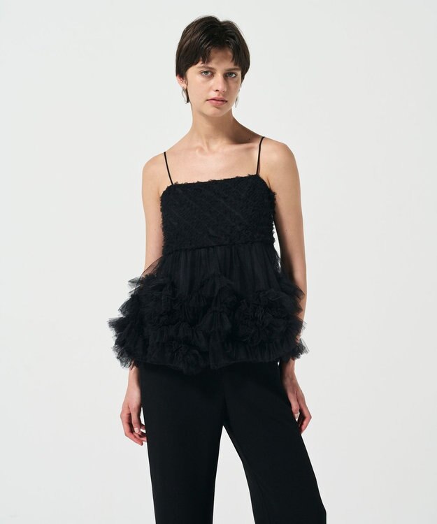 GRACE CONTINENTAL チュールフリルキャミソール ブラック