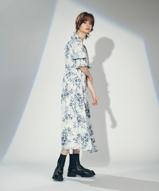 Grace class レオパードフラワープリントトップス花柄アイボリー リボン Grace class レオパードフラワープリントトップス花柄アイボリー