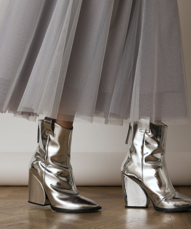 GRACE CONTINENTAL ラメチュールスカート シルバー