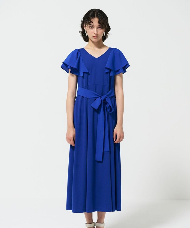 GRACE CONTINENTAL フリルスリーブカットワンピース ブルー