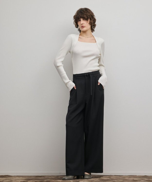 GRACE CONTINENTAL ダブルクロスワイドパンツ ブラック