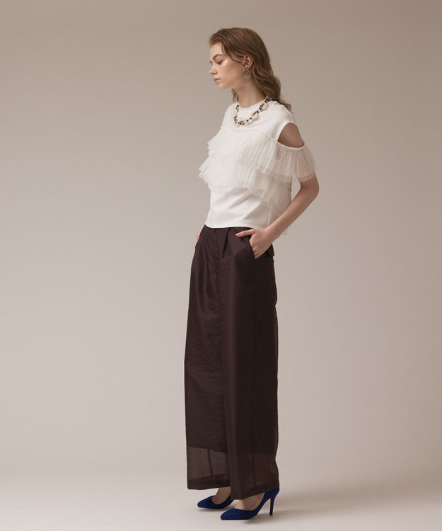 GRACE CONTINENTAL プリーツチュールカットトップ ホワイト