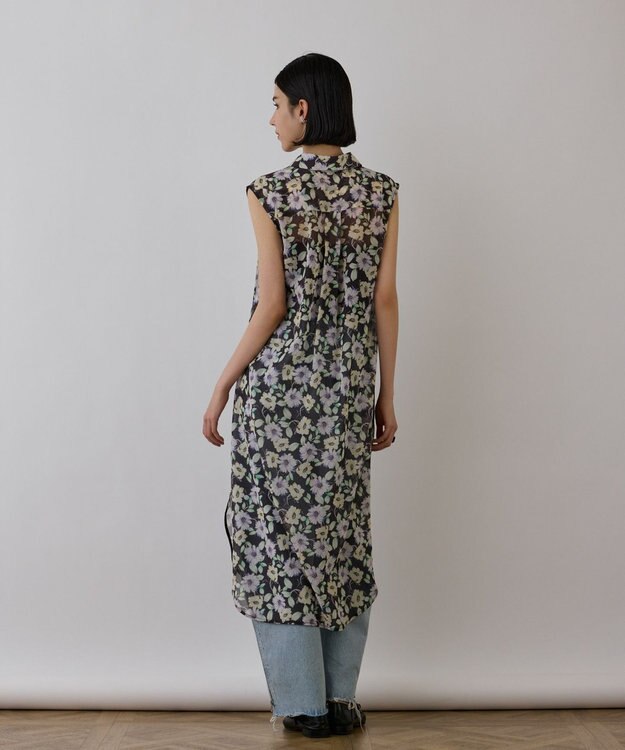 GRACE CONTINENTAL フラワーロングシャツ ブラック