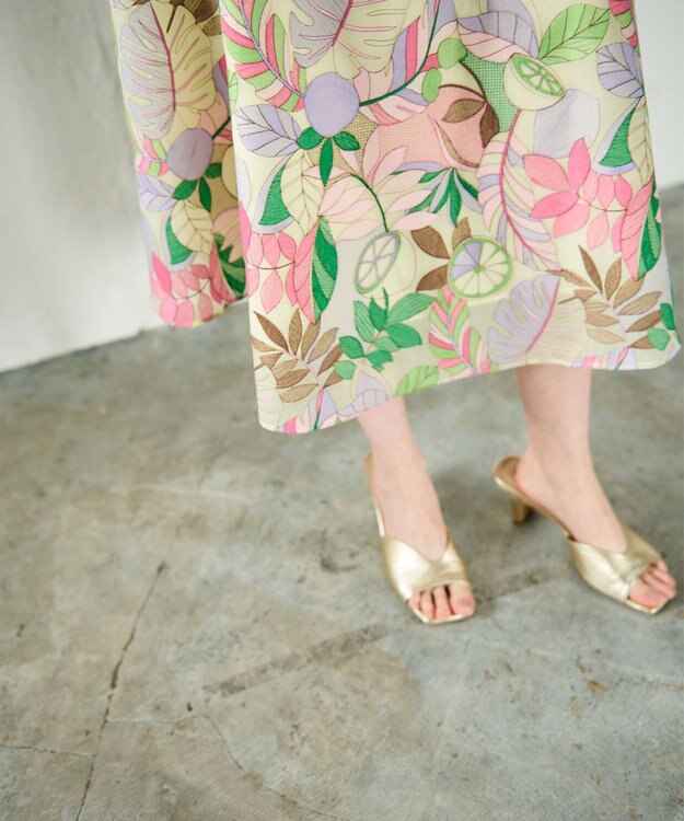 GRACE CONTINENTAL フルーツ刺繍フレアスカート イエロー