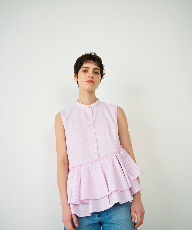 GRACE CONTINENTAL ヘムフリルノースリーブ ピンク