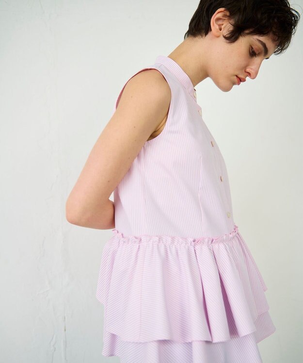 GRACE CONTINENTAL ヘムフリルノースリーブ ピンク