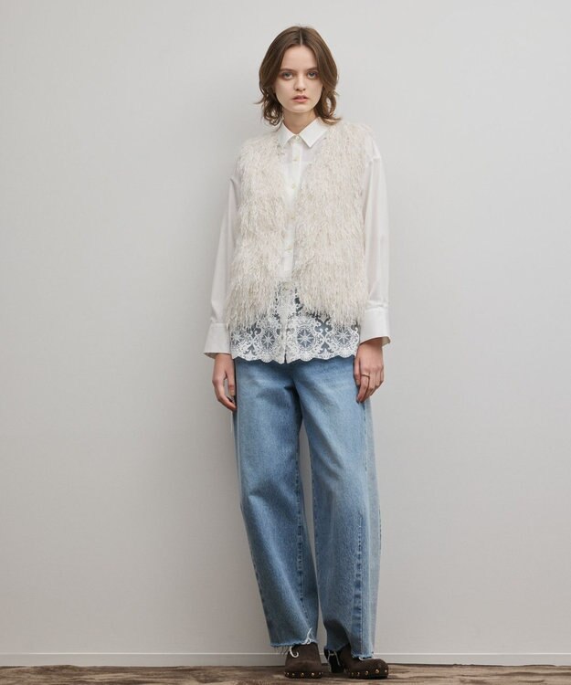 GRACE CONTINENTAL フリンジベスト ホワイト