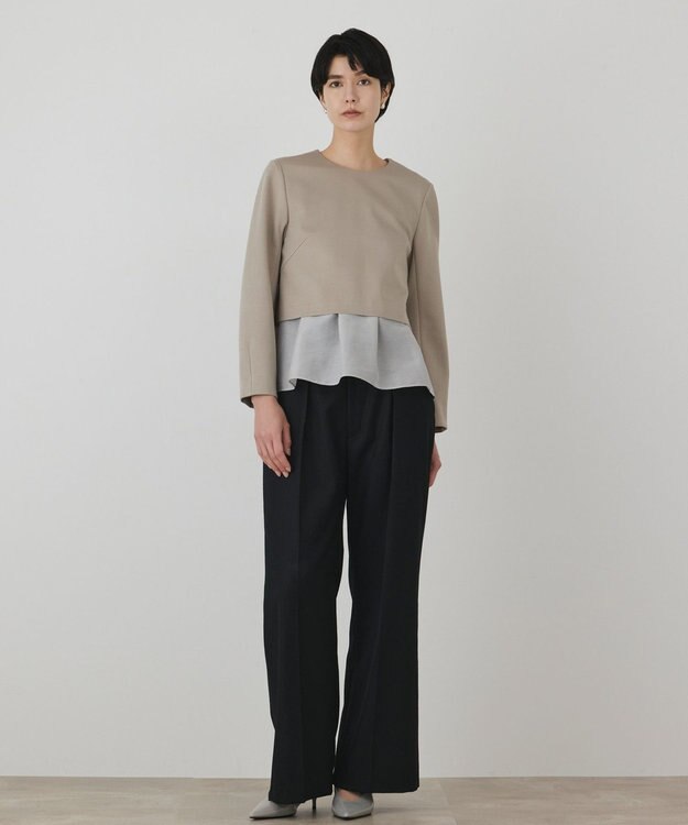 GRACE CONTINENTAL シアーフレアカットトップ ベージュ