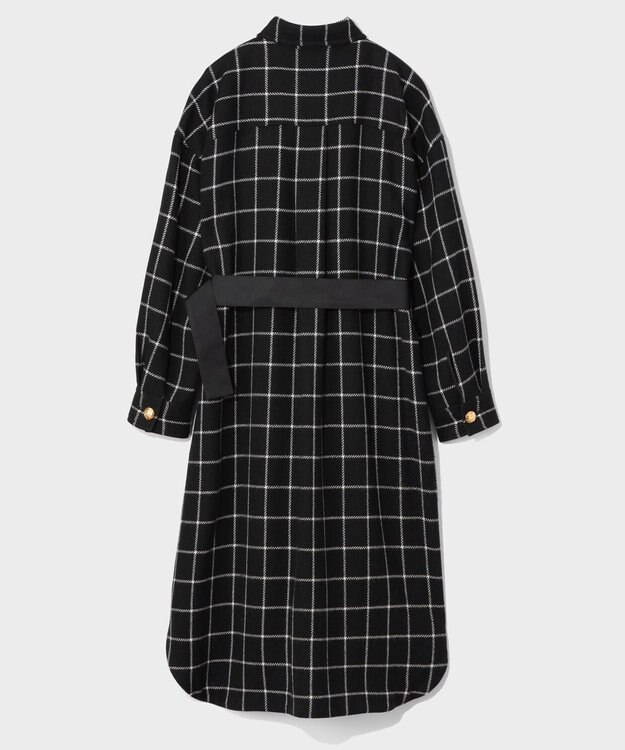 GRACE CONTINENTAL ウールチェックシャツワンピース ネイビー