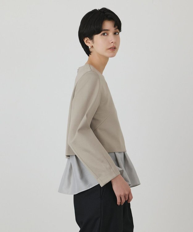 GRACE CONTINENTAL シアーフレアカットトップ ベージュ