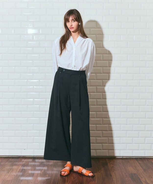 GRACE CONTINENTAL リネンタッチタックパンツ ブラック