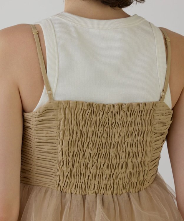 GRACE CONTINENTAL タフタチュールキャミ ベージュ