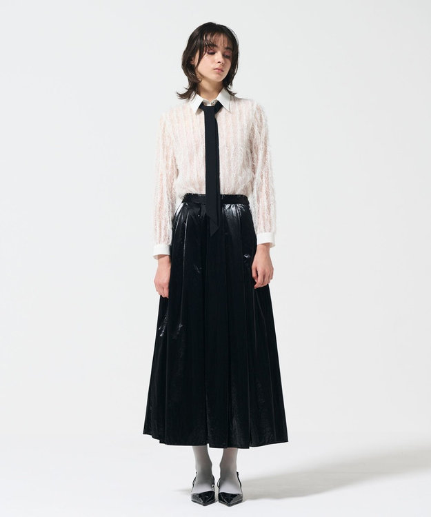 GRACE CONTINENTAL フリンジレースタイ付ブラウス ホワイト