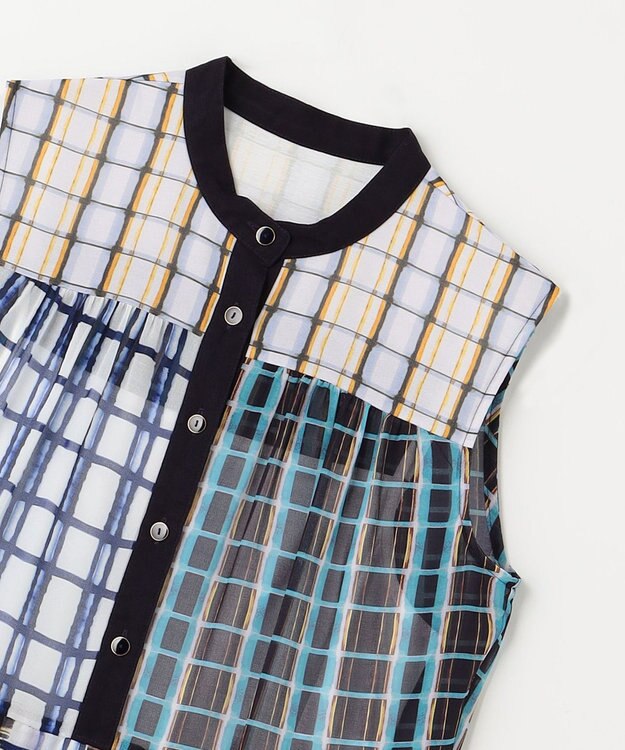 GRACE CONTINENTAL マルチチェックワンピース ネイビー