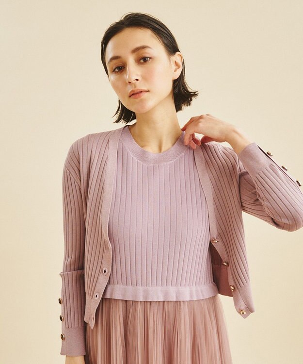GRACE CONTINENTAL ラメニットカーディガン ピンク