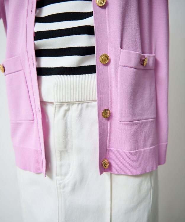 GRACE CONTINENTAL 配色ニットカーディガン ピンク