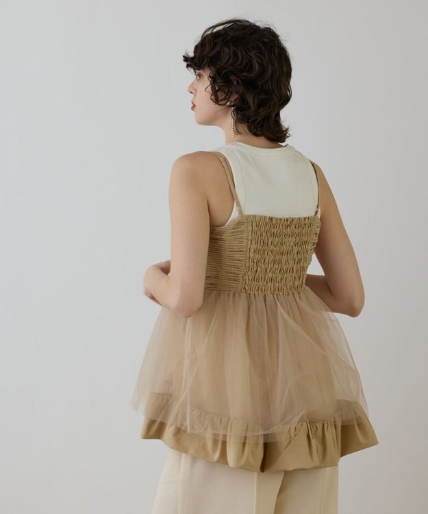 GRACE CONTINENTAL タフタチュールキャミ ベージュ
