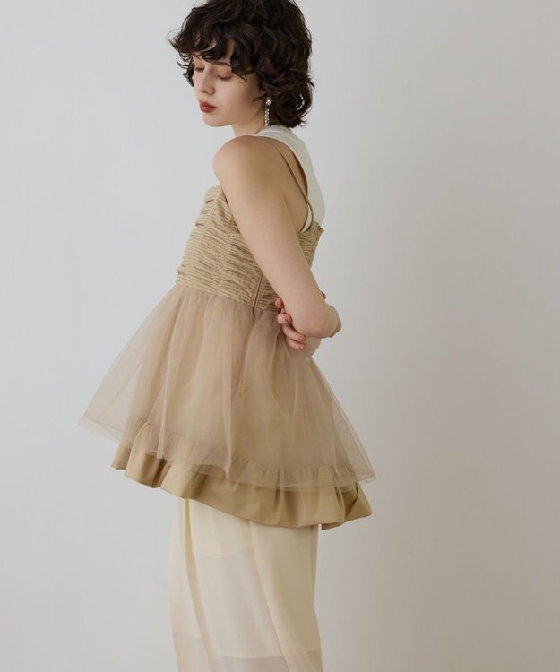 GRACE CONTINENTAL タフタチュールキャミ ベージュ