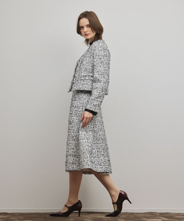 GRACE CONTINENTAL ミックスツイードスカート ブラック