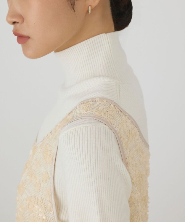 GRACE CONTINENTAL スパン刺繍メッシュワンピース ベージュ