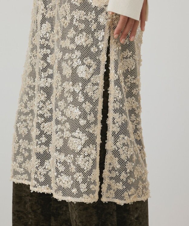 GRACE CONTINENTAL スパン刺繍メッシュワンピース ベージュ