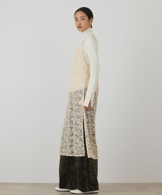 GRACE CONTINENTAL スパン刺繍メッシュワンピース ベージュ