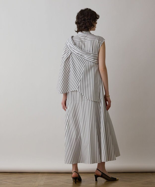 GRACE CONTINENTAL ストライプシャツワンピース ホワイト