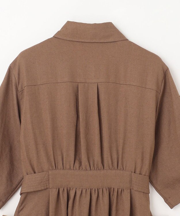 GRACE CONTINENTAL リネンタッチサファリドレス ブラウン