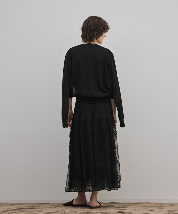 GRACE CONTINENTAL 刺繍チュールスカート ブラック