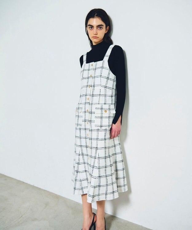 GRACE CONTINENTAL チェックツイードジャンパースカート ホワイト