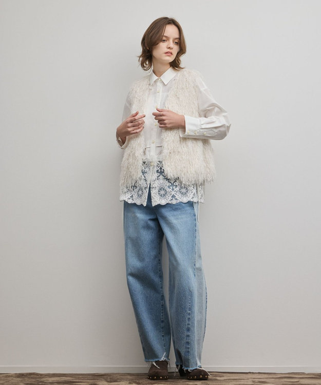 GRACE CONTINENTAL フリンジベスト ホワイト