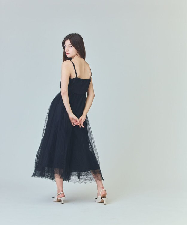 GRACE CONTINENTAL チュールプリーツコンビワンピース ブラック