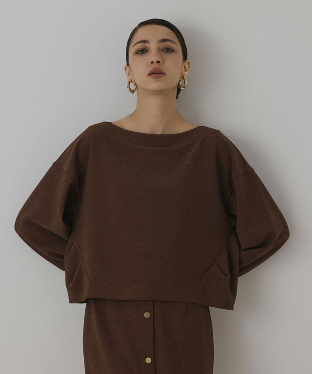 GRACE CONTINENTAL ラメカットトップ ブラウン