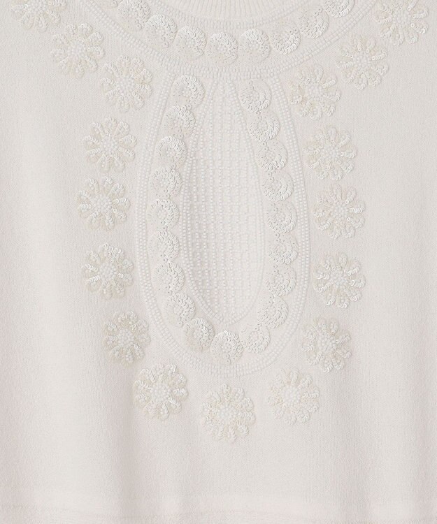 GRACE CONTINENTAL エスニック刺繍ニットワンピース ホワイト