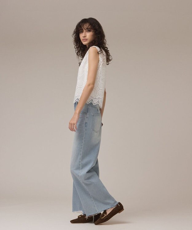 GRACE CONTINENTAL サークルレースノースリーブトップ ホワイト