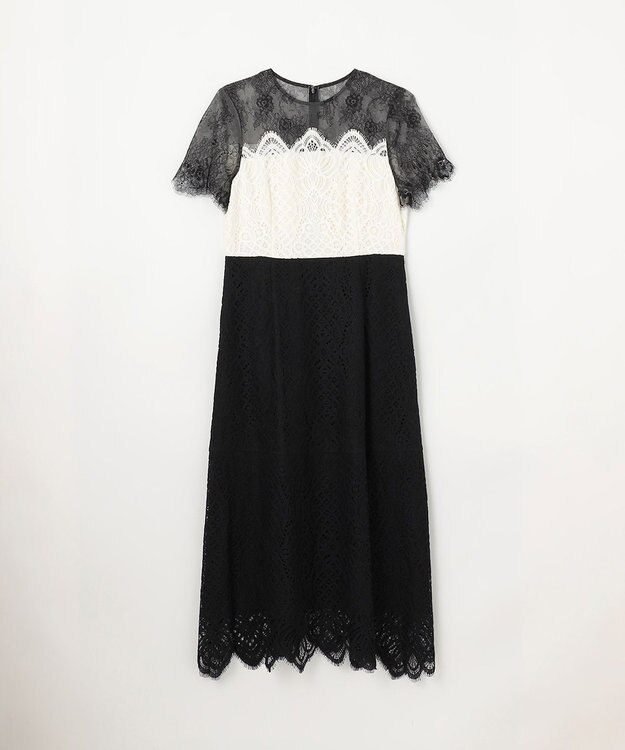 GRACE CONTINENTAL レース切替フレアドレス ブラック