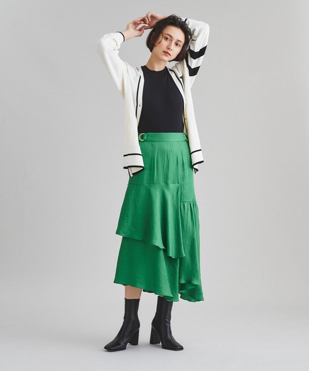 GRACE CONTINENTAL イレギュラーフリルヘムスカート グリーン