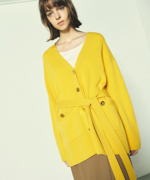 GRACE CONTINENTAL メリノウールニットカーディガン イエロー