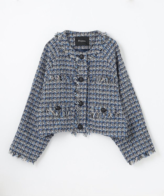 GRACE CONTINENTAL フリンジドルマンジャケット ブルー