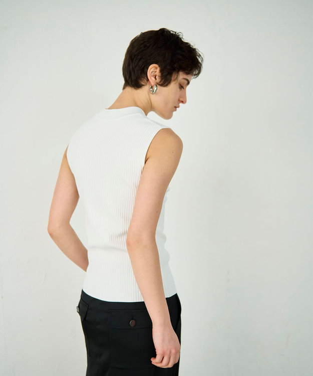 GRACE CONTINENTAL ハイネックリブニットトップ ホワイト