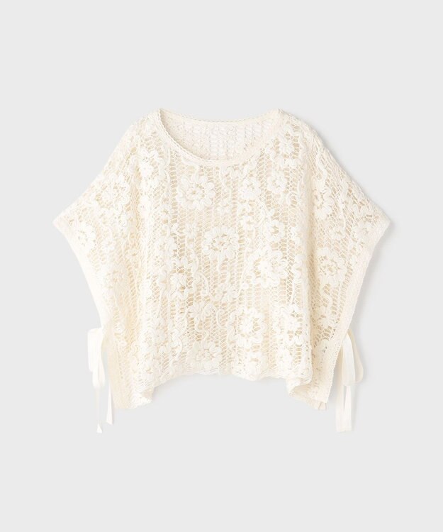 GRACE CONTINENTAL メッシュエンブロイダリーポンチョトップ キナリ